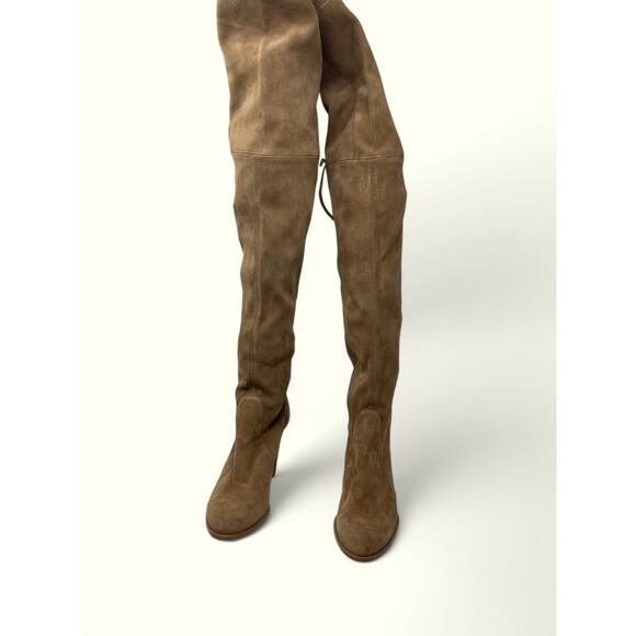 Stuart Weitzman Suede Hiline Over the Knee High Heel Boot Tan Women's Size 5.5 - Picture 1 of 5